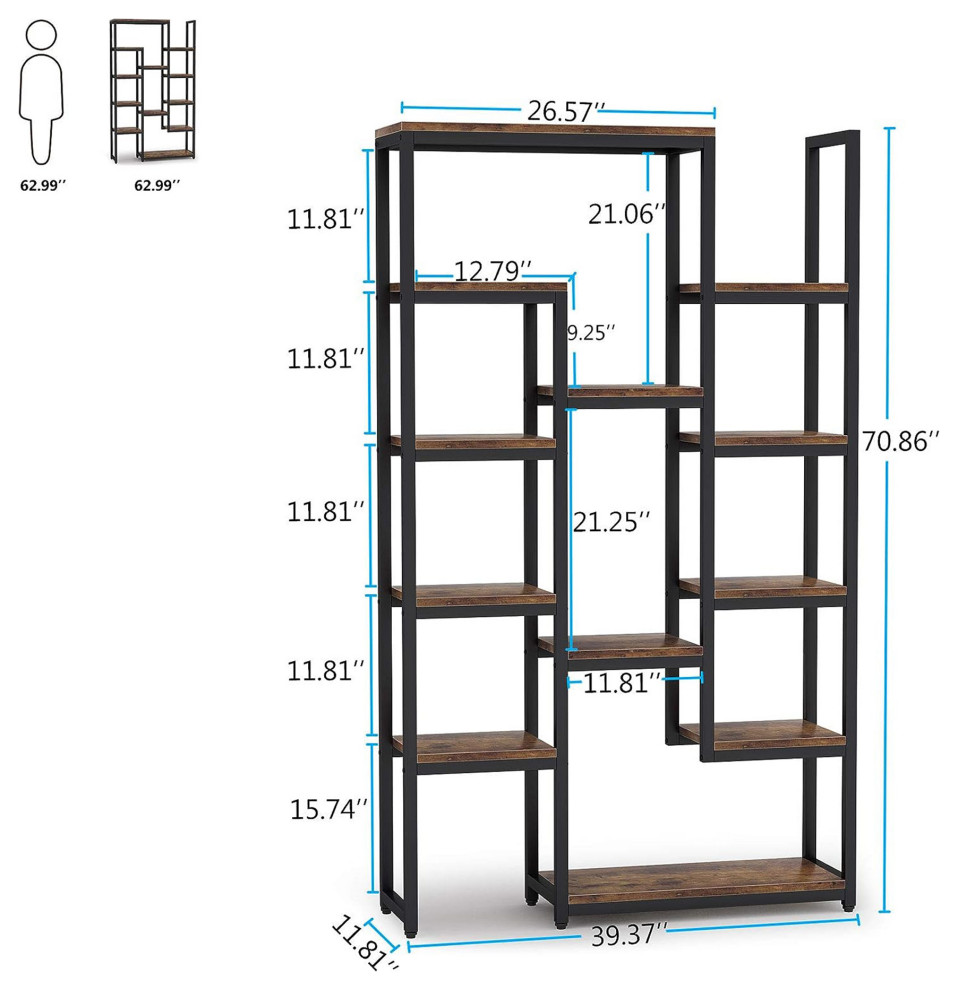 Tribesigns Industrial 6 Tier Bookshelf  70.9 quotTall Bookcase   Industrial   Bookcases   by Tribesigns  Houzz