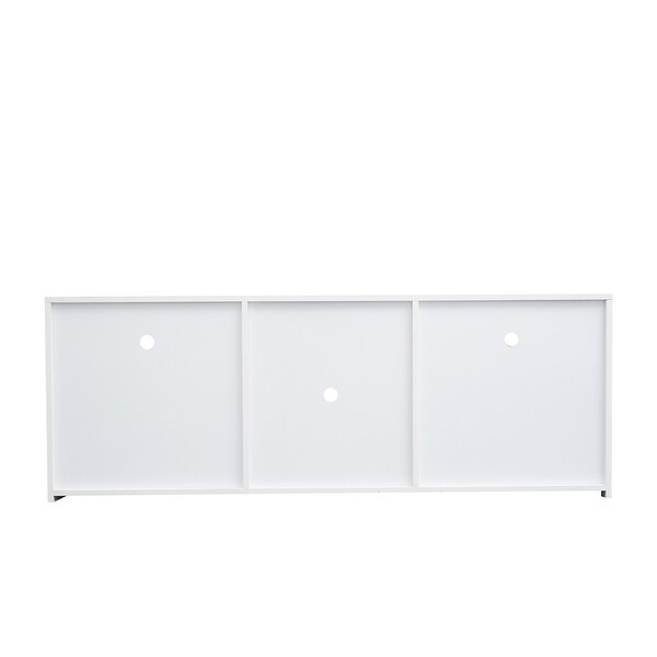 Modern 16 Color LEDs Lights 57 inch Media TV Stand with 2-Tier Center Glass Shelf and 2 Side Storage Open Compartments