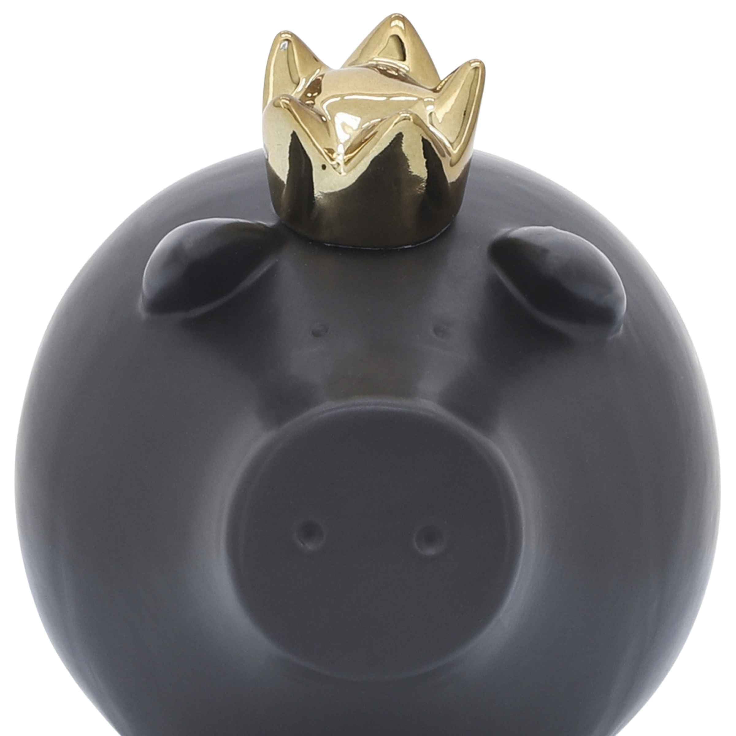 Pig With Crown Ceramic 15 Cm - Black 16955-04