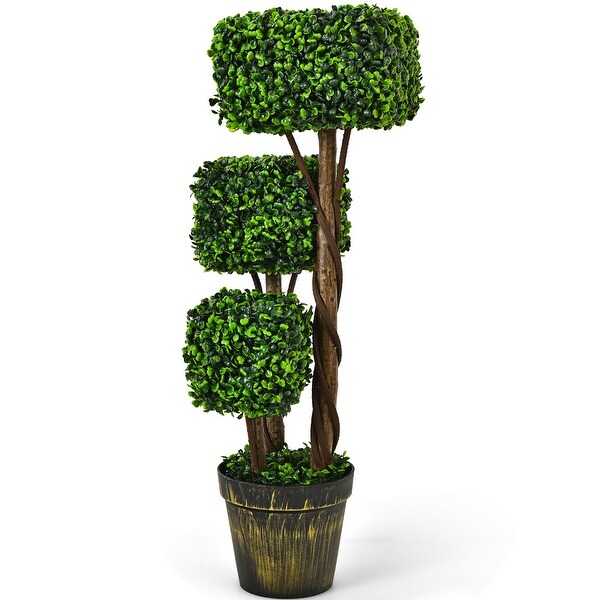 Costway 3FT Artificial Boxwood Topiary Tree UV Protected Indoor