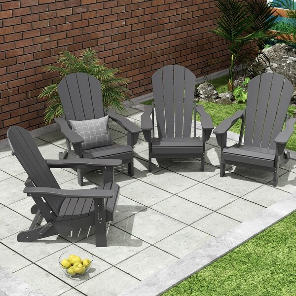 Polytrends Laguna Weather Resistant Outdoor Patio Folding Adirondack Chairs (Set of 4)