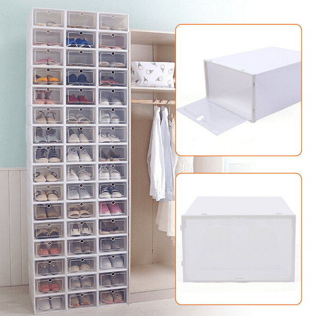 TFCFL 20 Pcs Shoe Box Storage Sneaker Cases Organizer Stackable Foldable Plastic Boxes