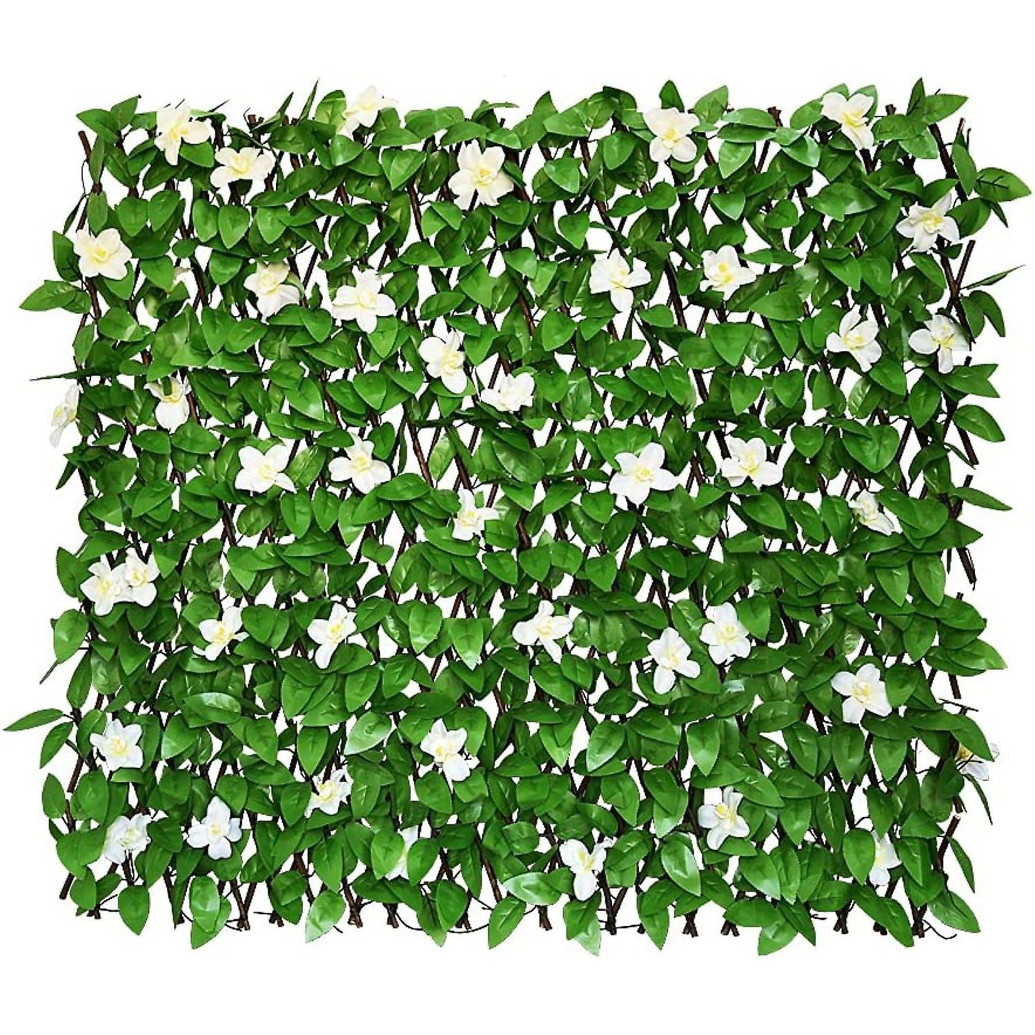 Expandable Fence Privacy Screen For Balcony Patio Outdoor，decorative Faux Ivy Fencing Panel，artificial Hedges (single Sided Leaves) (1， Green-flowers)