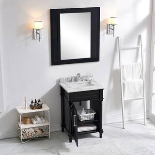 Home Decorators Collection Aberdeen 24 in. W x 20 in. D x 34.5 in. H Bath Vanity in Black with White Carrara Marble Top Aberdeen 24B