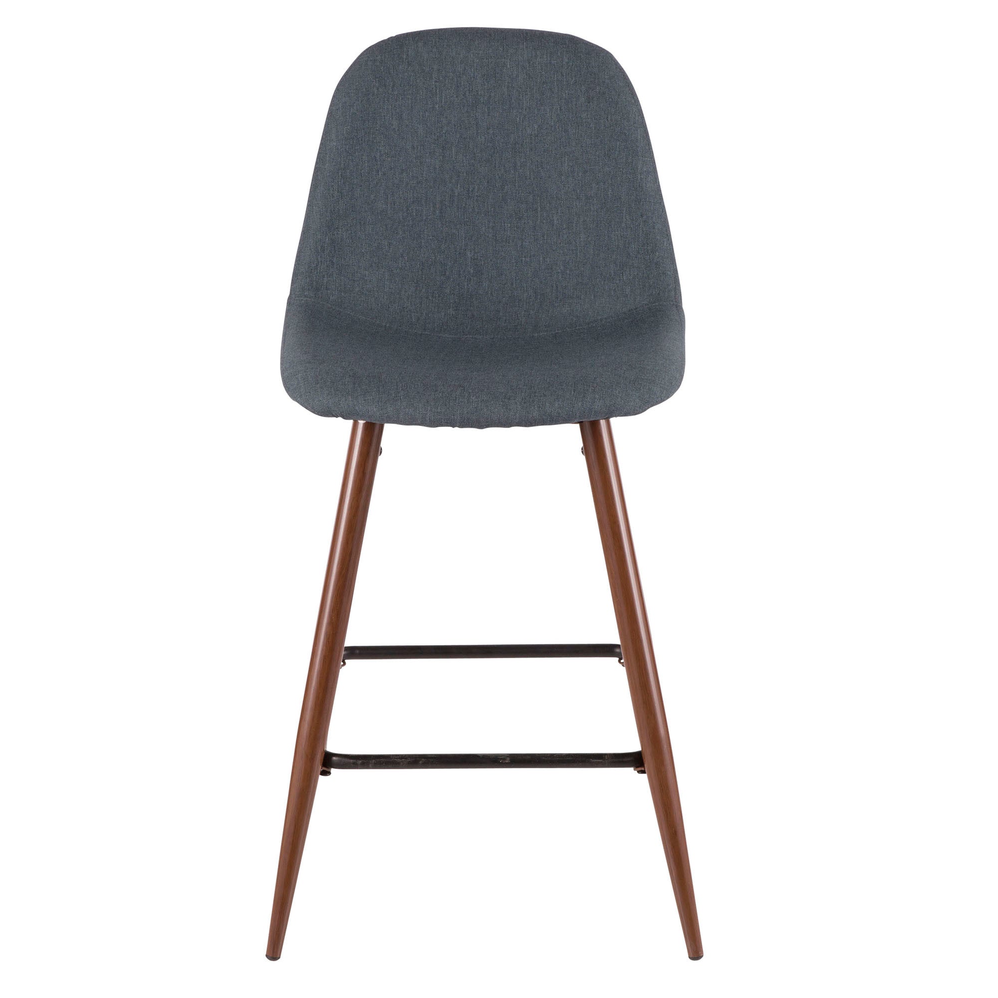 Pebble Mid-Century Modern Counter Stool in Walnut and Blue by LumiSource - Set of 2