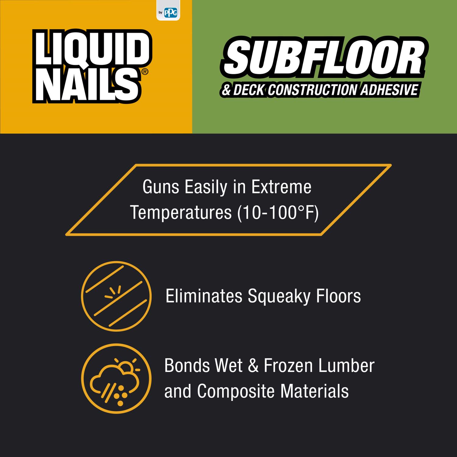 Liquid Nails Subfloor \u0026 Deck Synthetic Rubber Construction Adhesive 10 oz