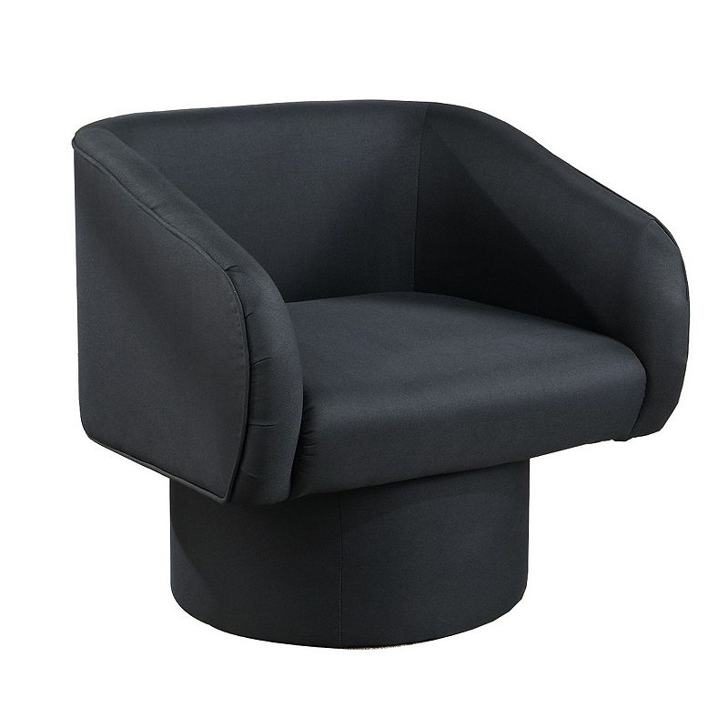 Tim 30 Inch Fabric Upholstered Accent Chair， 360 Swivel Seat， Black