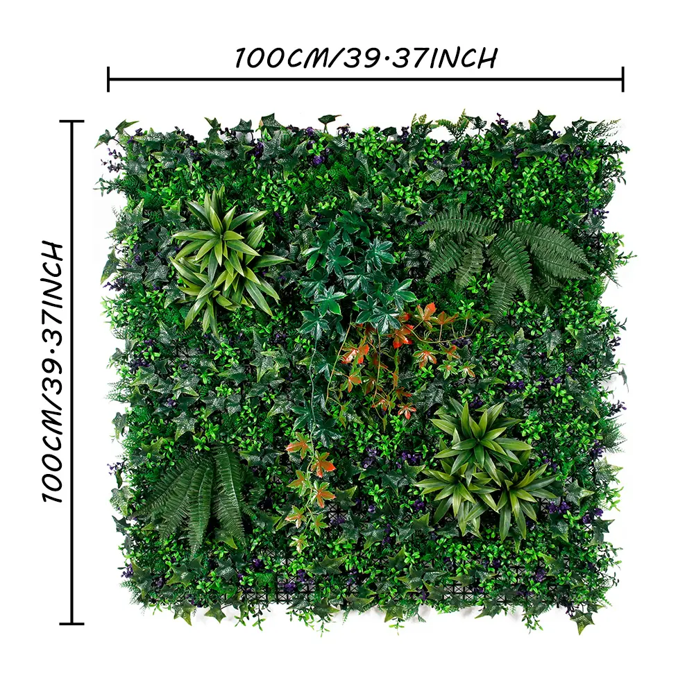 Pq27 Outdoor Decoration Faux Boxwood Mixed Plant Hedge Panel Artificial Grass Wall for Garden Backdrop