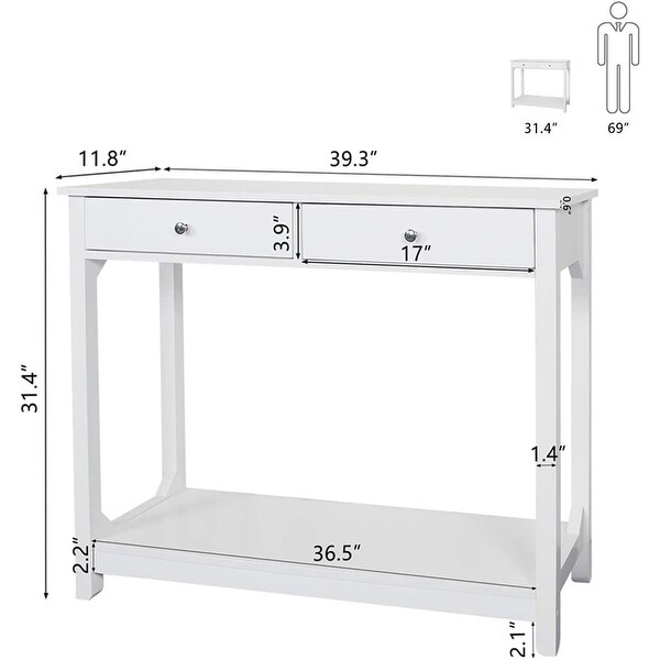 Console Table with 2 Drawers Entryway Couch Sofa Table with Storage Shelf Narrow Long Hallway Foyer Table for Living Room