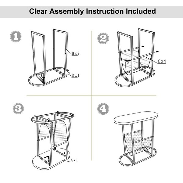 Set of 2 Small Side Tables With Magazines Organizer Storage Space