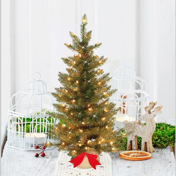 Puleo International 3' PreLit Slim Fraser Fir Artificial Christmas Tree