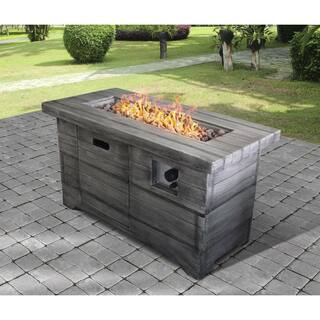 Crawford  Burke Cove Weathered Faux Wood Rectangular Gas Fire Pit HD3622FP