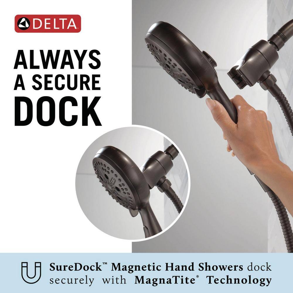 Delta SureDock Magnetic 7-Spray Patterns 1.75 GPM 4.94 in. Wall Mount Handheld Shower Head in Venetian Bronze 54810-RB-PK