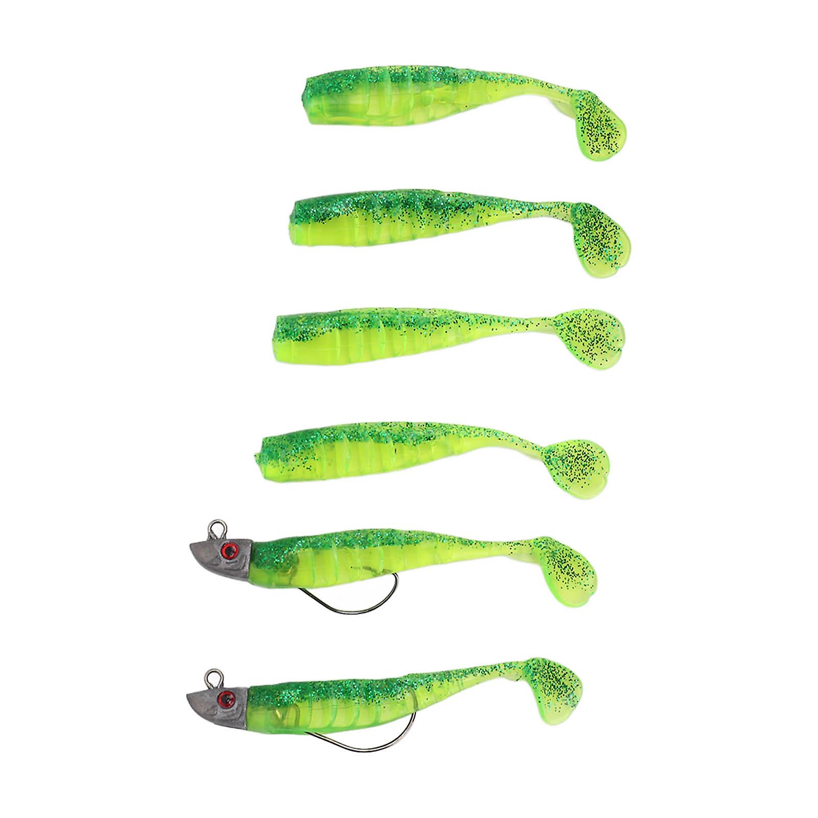 6pcs Fishing Bait Soft Premium Durable Silicone Eco Friendly 3d Eyes Lifelike Motion Fishing Luresoil Green