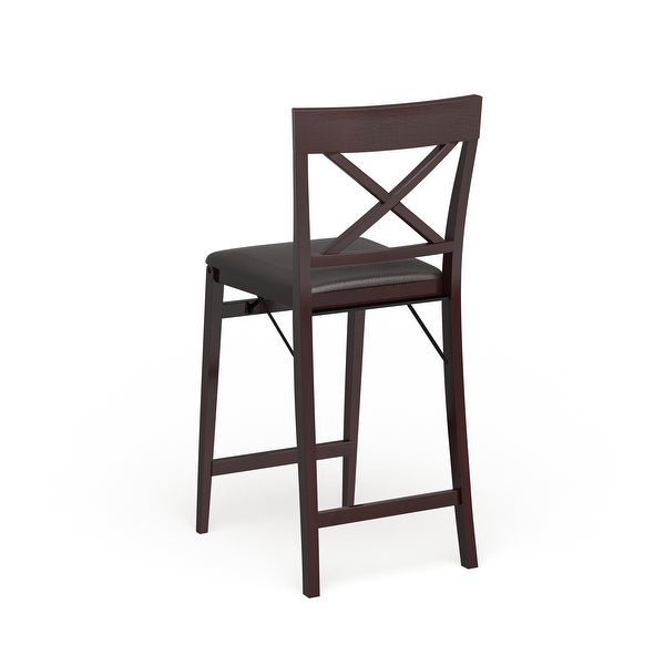 Porch and Den Expresso Folding Counter Stool with Faux Leather Seat