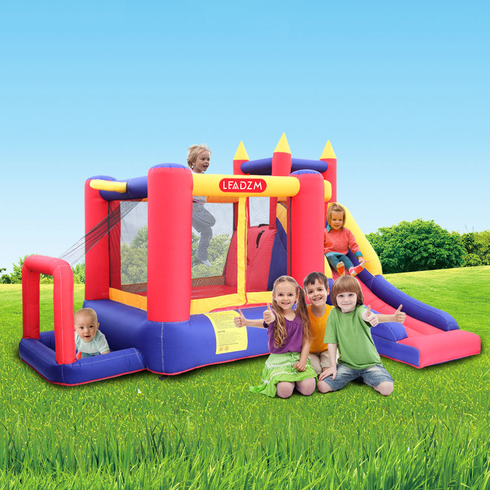 Children's outdoor bouncy castle, inflatable bounce house, 420D Oxford cloth + coating scraping surface (including fan)