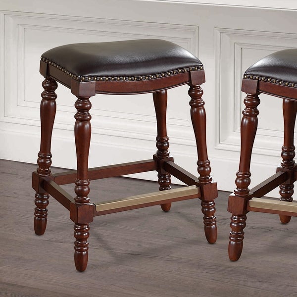 Cordale Faux Leather Saddle Seat Counter Stool by Greyson Living