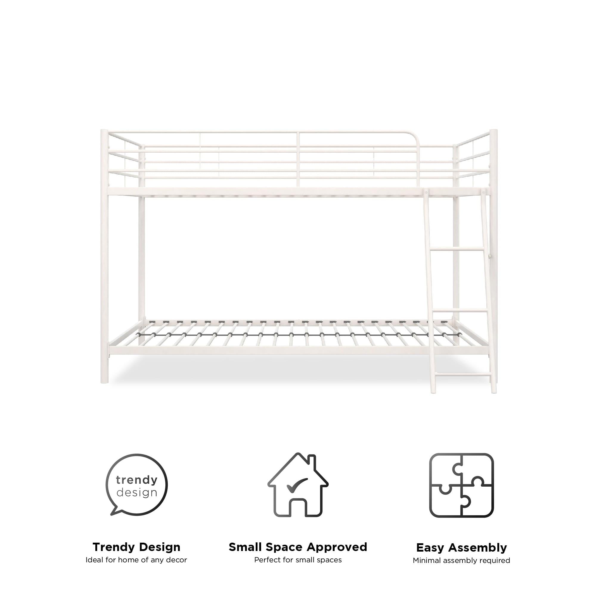 Mainstays Small Space Junior Twin over Twin Metal Bunk Bed, Off White