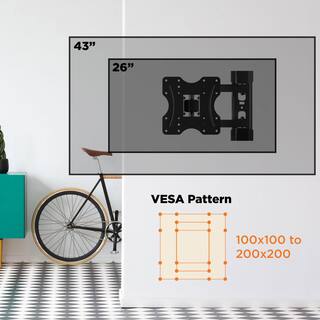 ProMounts Articulating Extending Wall TV Mount for 26-43'' TVs up to 55lbs Fully Assembled Easy Install Low Profile TV Brackets OMA2201