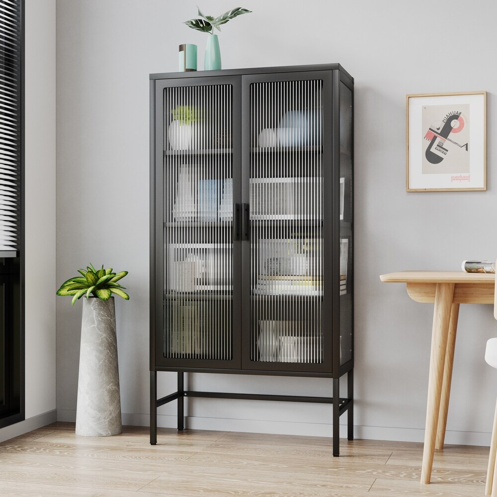 Glass Door with Adjustable Shelves Sideboard