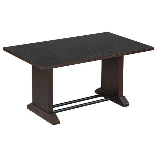 Wood Dining Table Set Rectangular Table with Iron Pipes