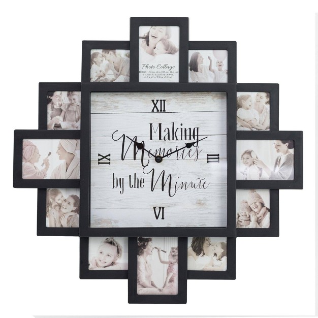 Memories By The Minute x27 Picture Frame Collage Wall Clock Black American Art Decor