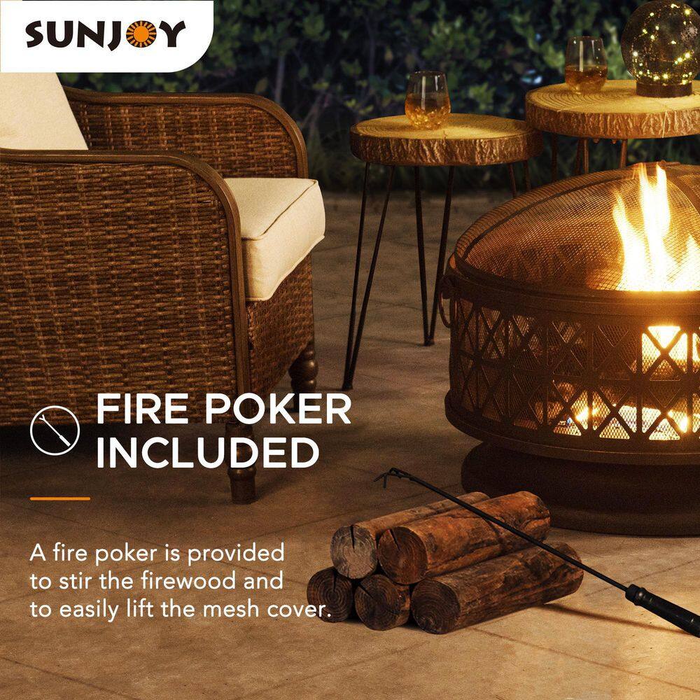 Sunjoy Parker 30 in. Outdoor Round Wood Burning Firepit A301013201