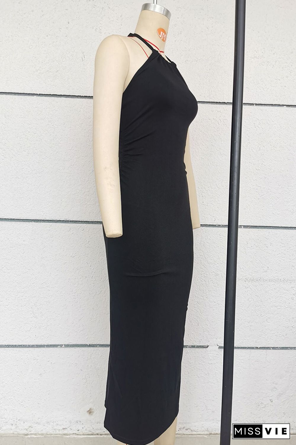 Plain Halter Backless Bodycon Dress Wholesale