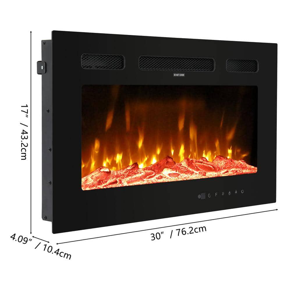 Karl home 30 in WallMount 12Color Flames Electric Fireplace with Remote Control in Black