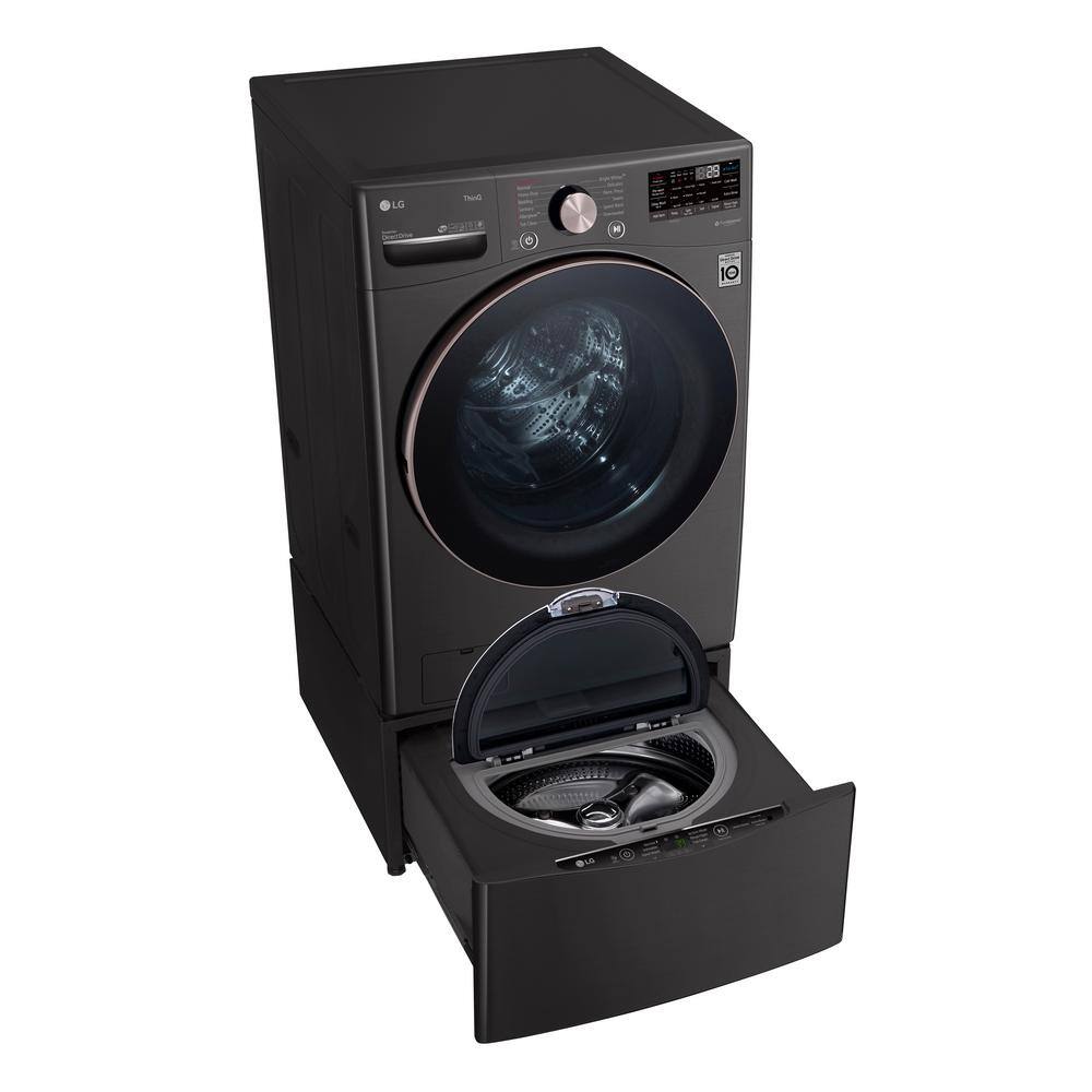 LG 4.5 Cu. Ft. Stackable SMART Front Load Washer in Black Steel with Steam and TurboWash360 Technology WM4000HBA