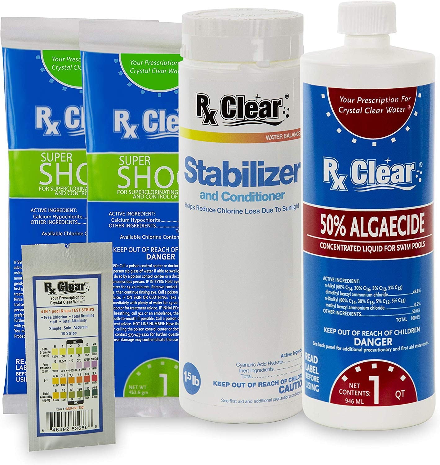 Rx Clear Spring Start-up Pool Chemical Kit - Up to 15,000 Gallons