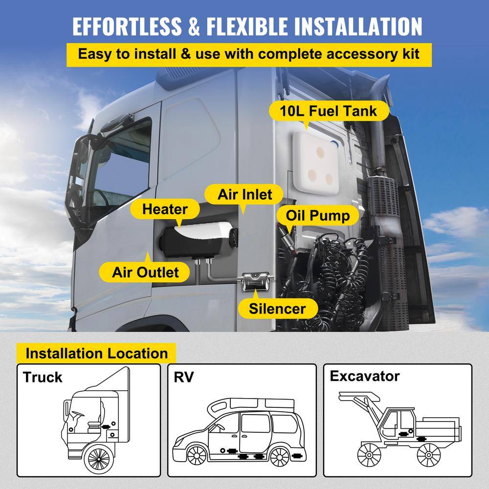 VEVOR Diesel Heater 27297 BTU Diesel Parking Heater 12-Volt Parking Heater with Knob Switch for Car ZCJRQ12V8KWYJKGBEV0