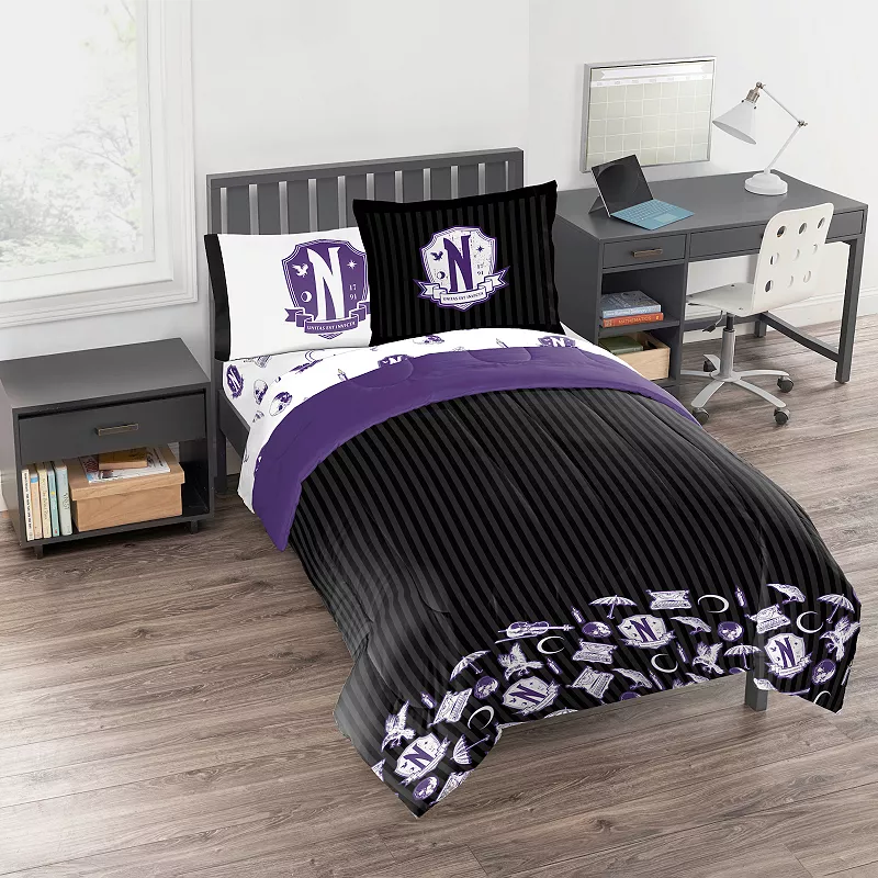 Wednesday Nevermore Patches Bedding Set