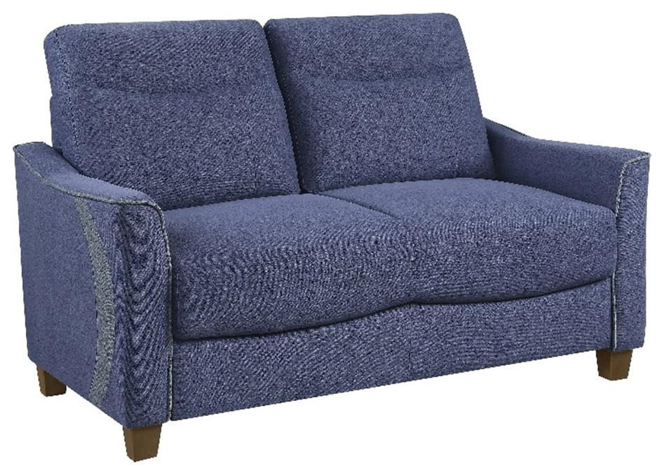 Lexicon Harstad Fabric Upholstered Love Seat in Blue Color   Transitional   Loveseats   by Homesquare  Houzz