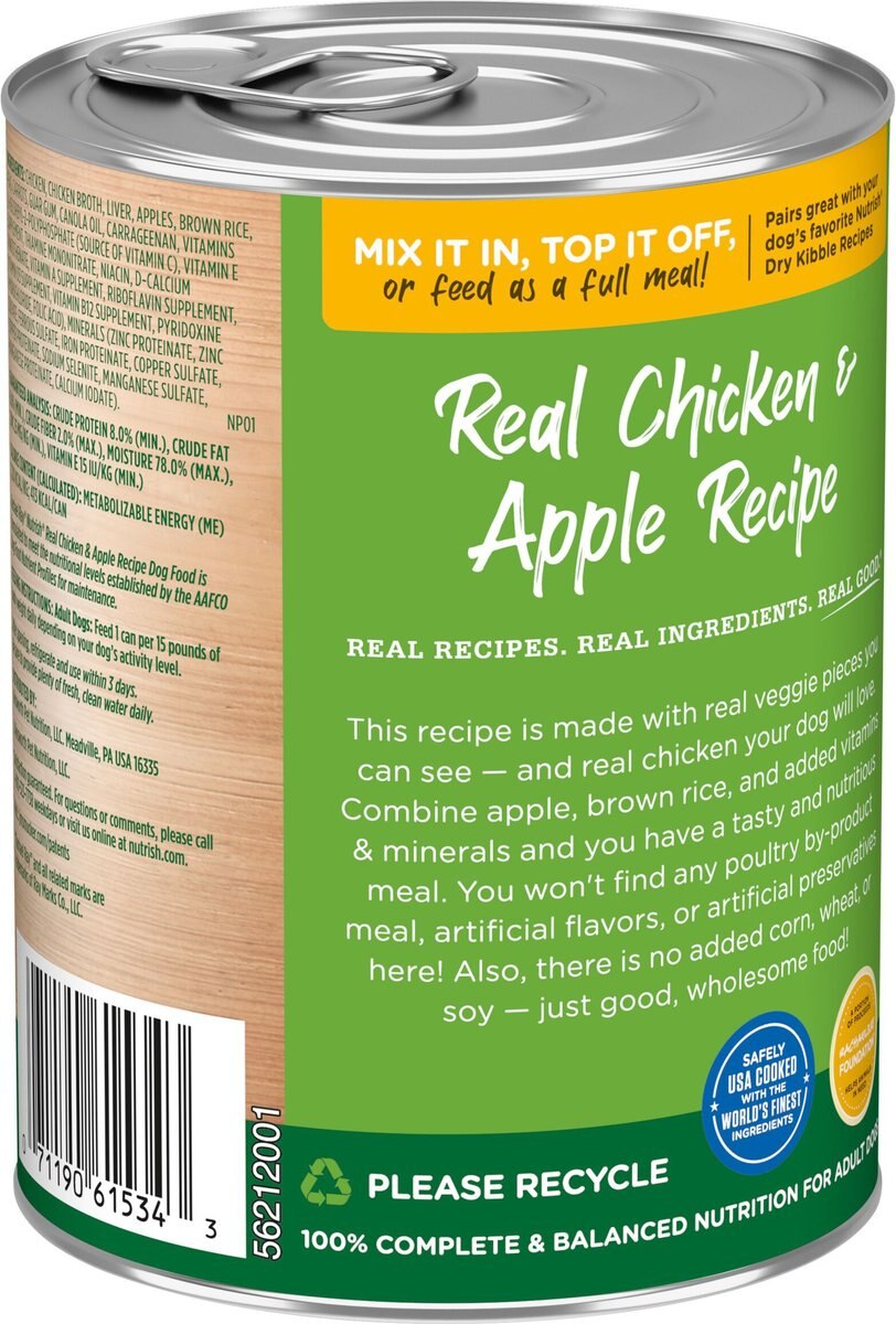 Rachael Ray Nutrish Real Chicken and Apple Canned Dog Food， 13-oz， case of 12