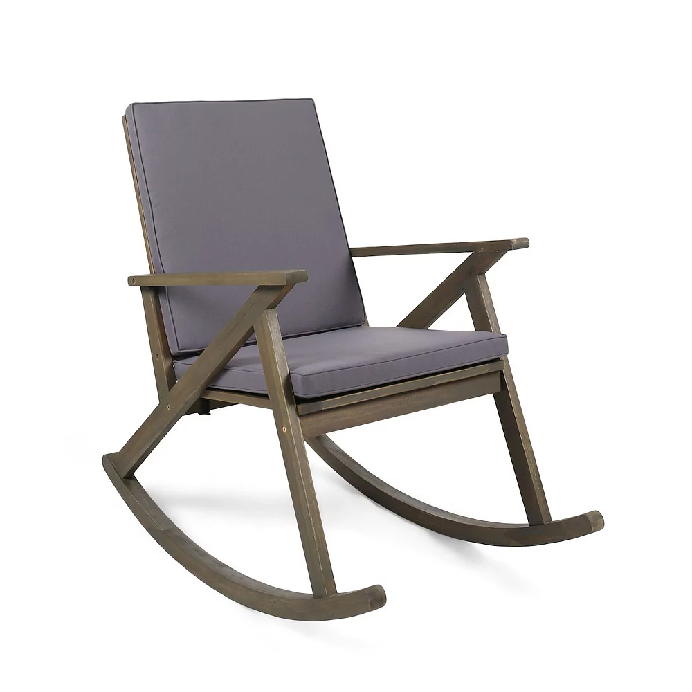 46 Gray Contemporary Outdoor Furniture Patio Rocking Chair - Gray Cushion