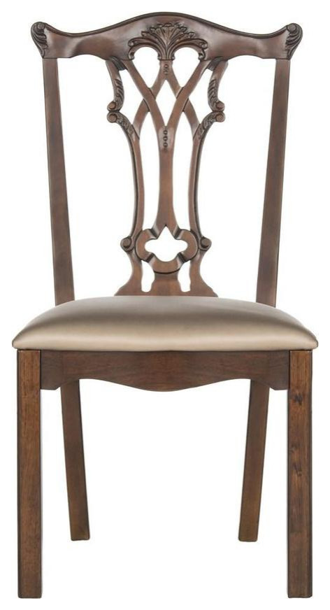 Shara 20  x27 x27Mahogany Chippendale Side Chair Set of 2 Gold / Mahogany   Modern   Dining Chairs   by Virgil Stanis Design  Houzz