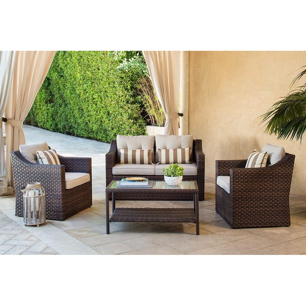 Solaura Outdoor 4 piece Wicker Conversation Set