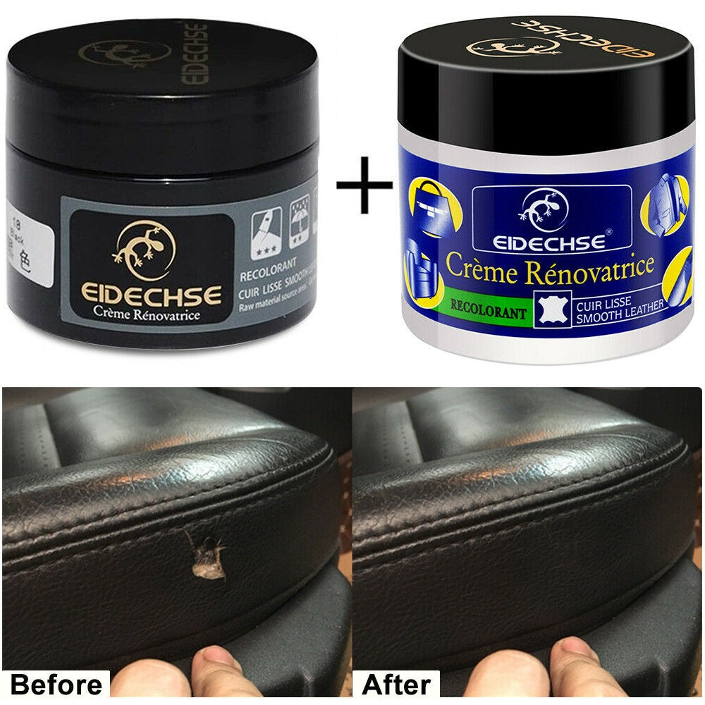 HomChum (2 Pcs Kit) Leather Seat Repair Filler Cream Restore Car Seat Sofa Scratch Rip Scuff Hole， Black