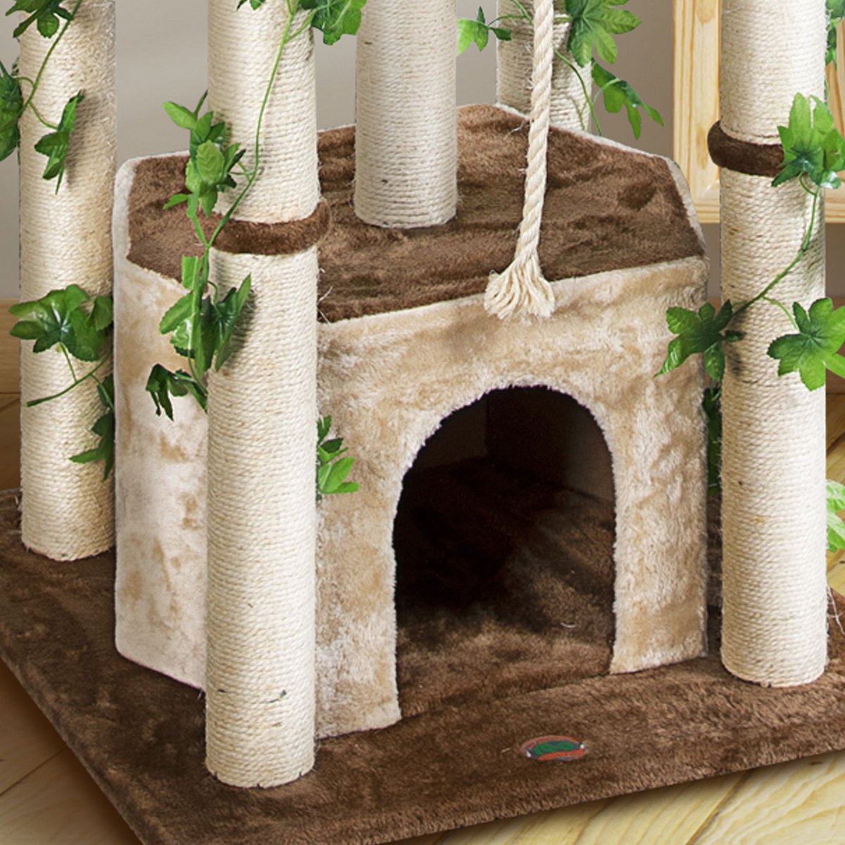 Go Pet Club 85-in Forest with Leaves Cat Tree， Beige/ Brown