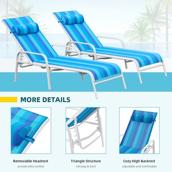 EROMMY Outdoor Patio Lounge Chair，Adjustable Recliner Outdoor Lounge Chairs，Multiple Colors Available