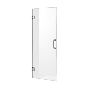 ANZZI FELLOW Series 24 in. x 72 in. Frameless Hinged shower door in Brushed Nickel with Handle SD-AZ09-01BN