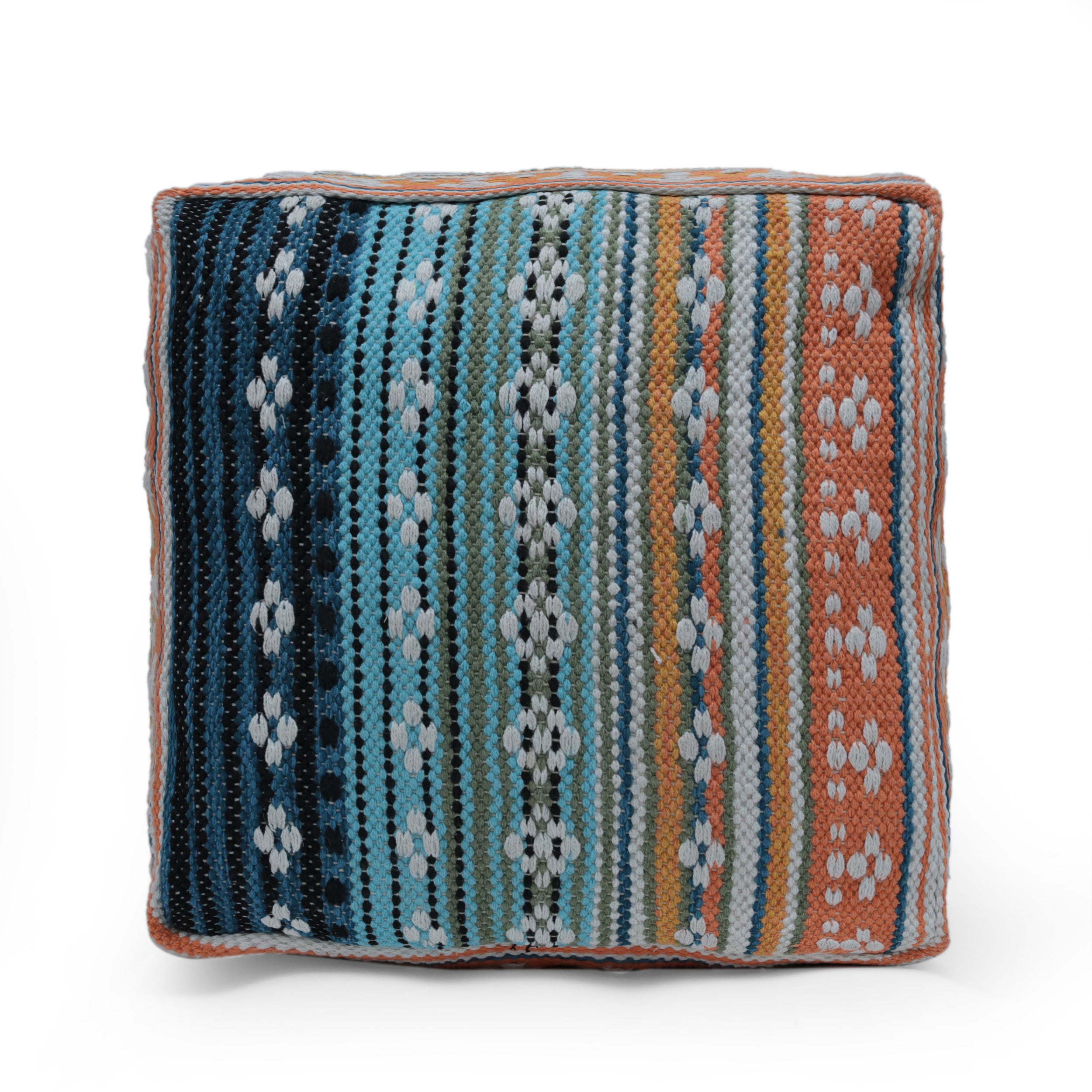 Hilliard Boho Handcrafted Peruvian Print Cube Pouf