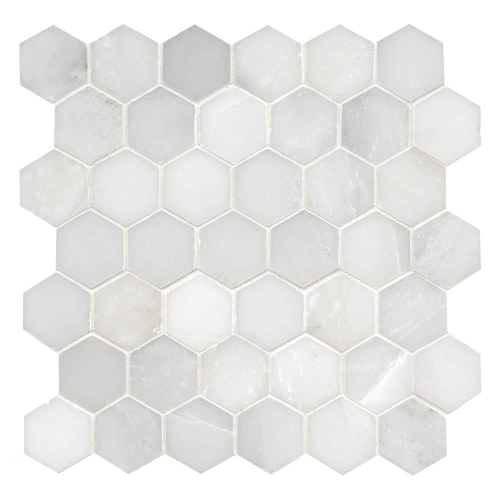 MSI Greecian White 2 in. Hexagon 12 in. x 12 in. Polished Marble Floor and Wall Mosaic Tile (0.98 sq. ft.Each) SMOT-GRE-2HEXP