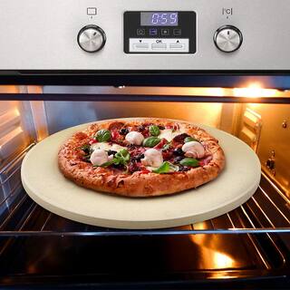 Cook N Home 16 in. x 58 in. Round Thick Cream Pizza Grilling Baking Stone 02662