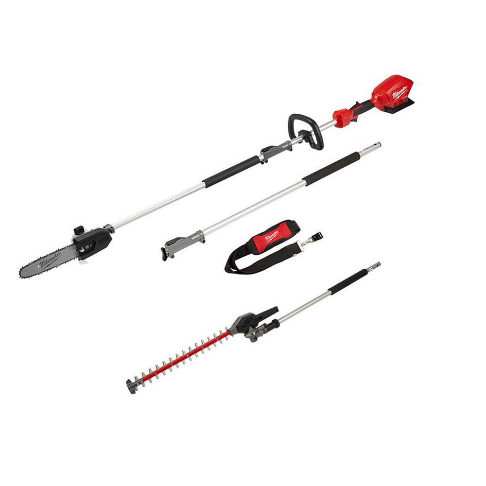 MW M18 FUEL 10 in. 18V Lithium-Ion Brushless Electric Cordless Pole Saw with M18 QUIK-LOK Hedge Trimmer Attachment (2-Tool) 2825-20PS-49-16-2719