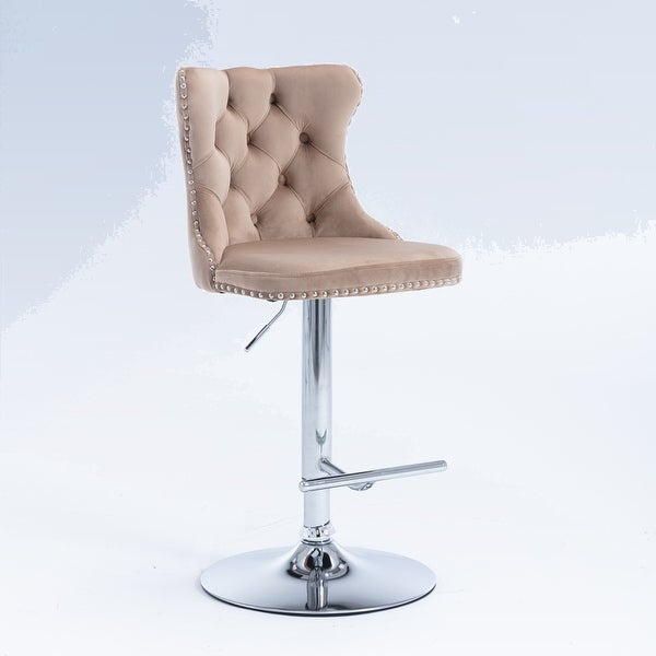 Modern Swivel Velvet Barstools Adjusatble Seat Height