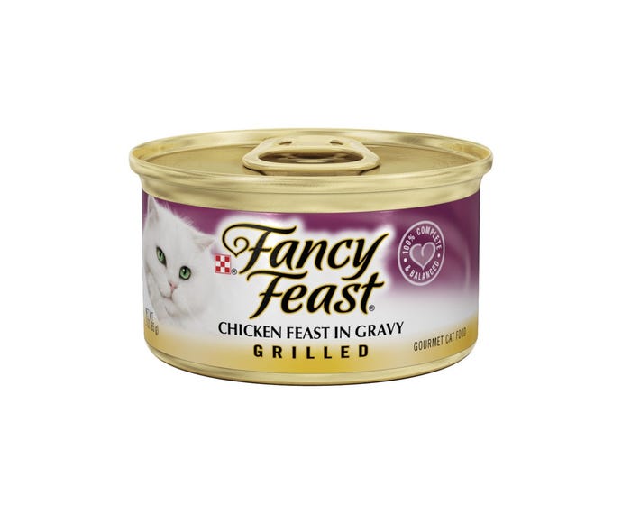 Purina Fancy Feast Grilled Chicken Feast in Gravy Adult Wet Cat Food， 3 oz. Can