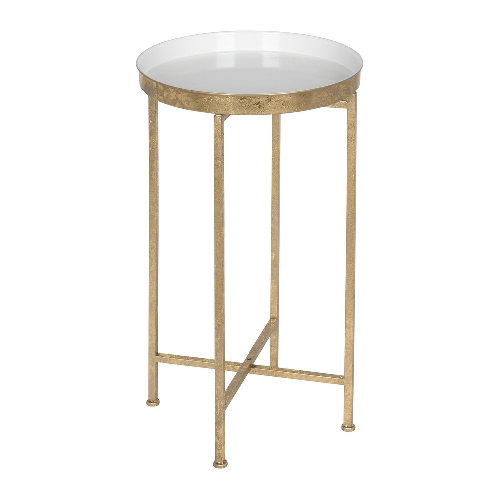 Kate and Laurel Celia Round Metal Foldable Tray Accent Table