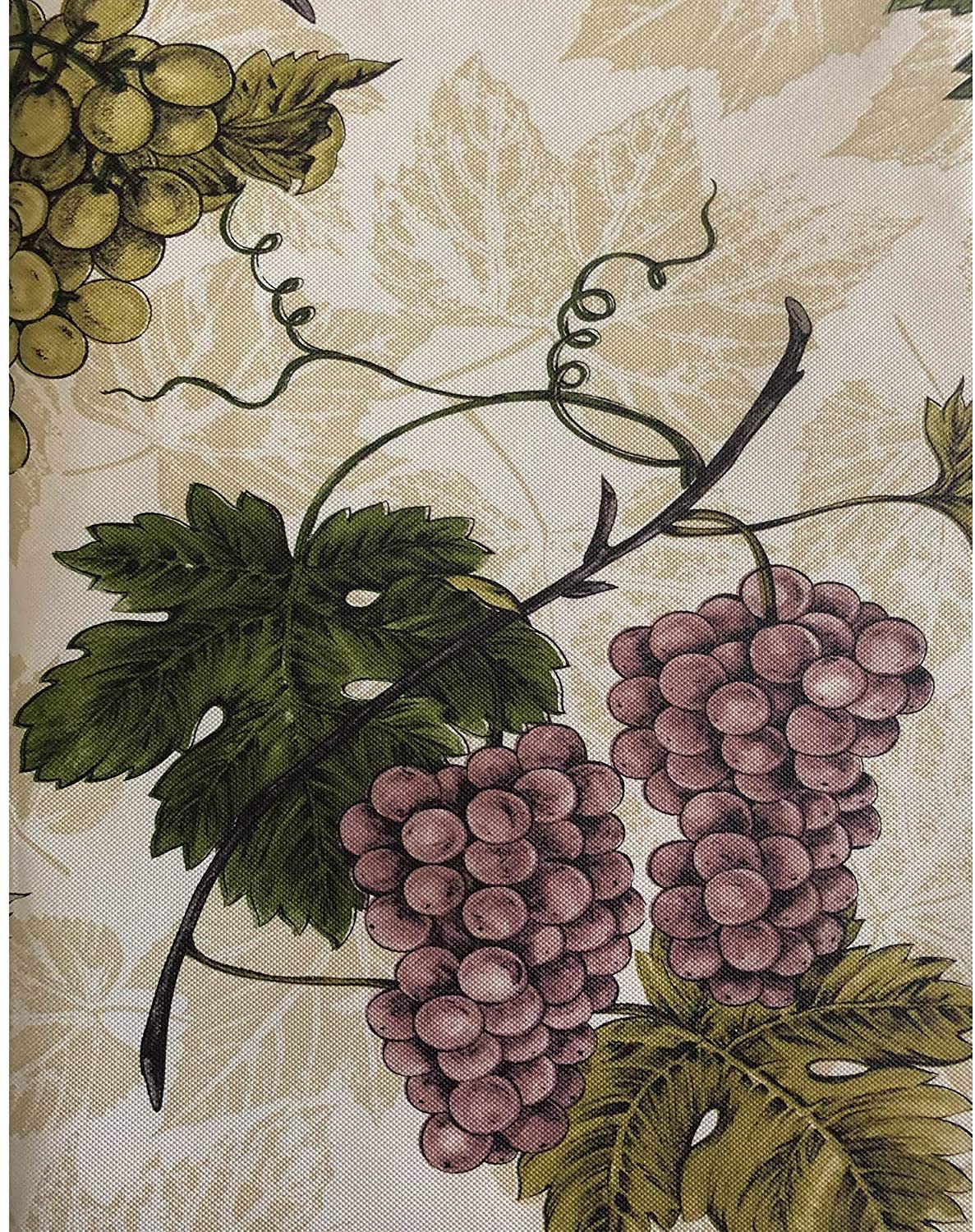 Newbridge Grapevine Vinyl Flannel Backed Tablecloth， Grape Theme Indoor/Outdoor Waterproof Tablecloth for Picnic， Barbeque， Patio and Kitchen Dining，， 70 Inch Round